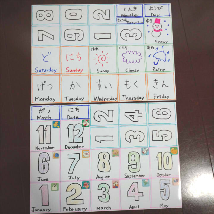 育児グッズ 日本語 英語併記のマグネットカレンダー 万年カレンダー を手作りしてみた 家事 育児に悩むオトン 時々オカン ブログ